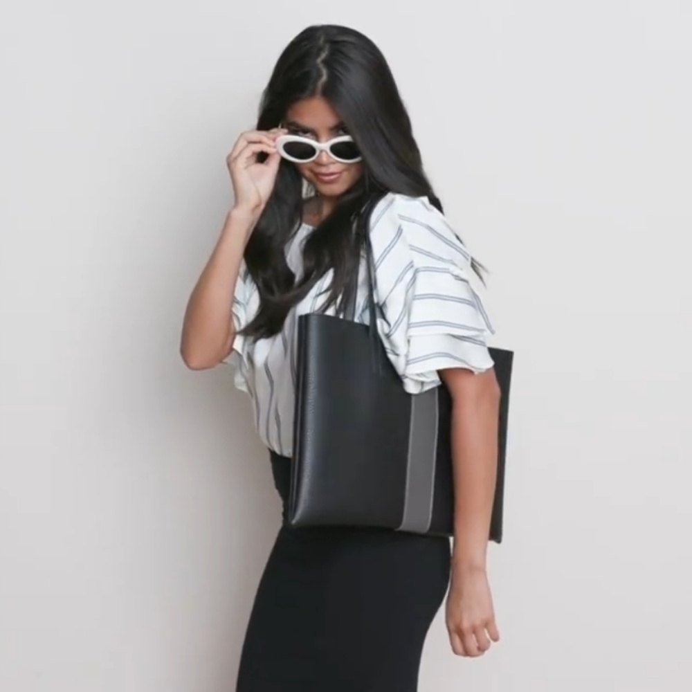 Vince Camuto Vegan Leather Black Luck Tote Bag